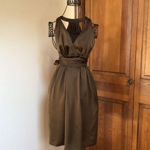 Nellie Partow olive Silk Dress, XS